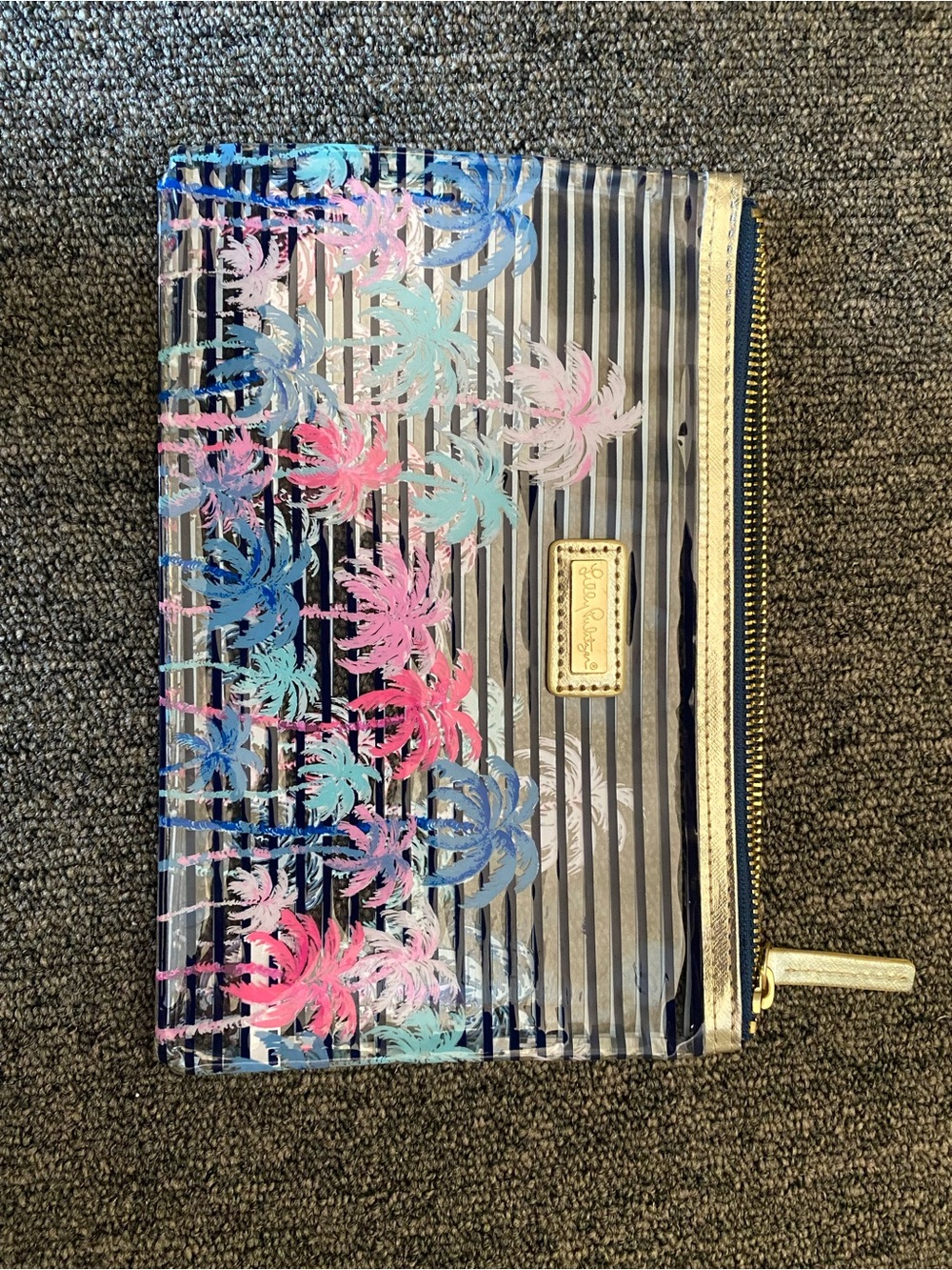 Lilly Pulitzer Clear Desert Palm Pouch Cosmetic Case Bag